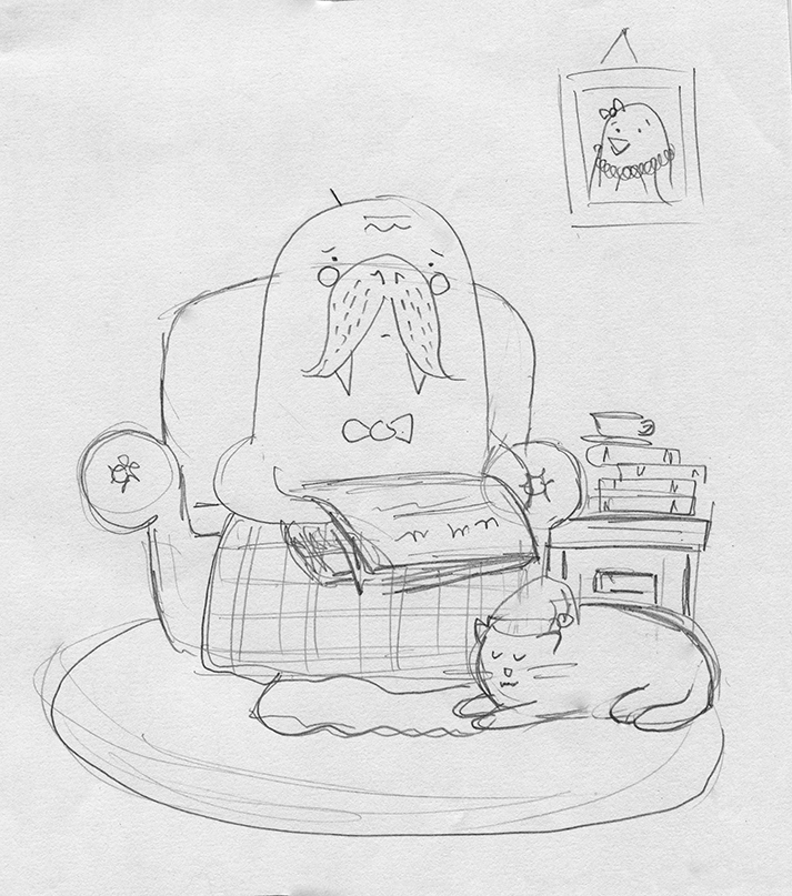 Gentleman Walrus Sketch Erika Schnatz