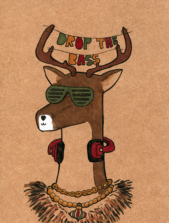 DJ Reindeer Card Erika Schnatz