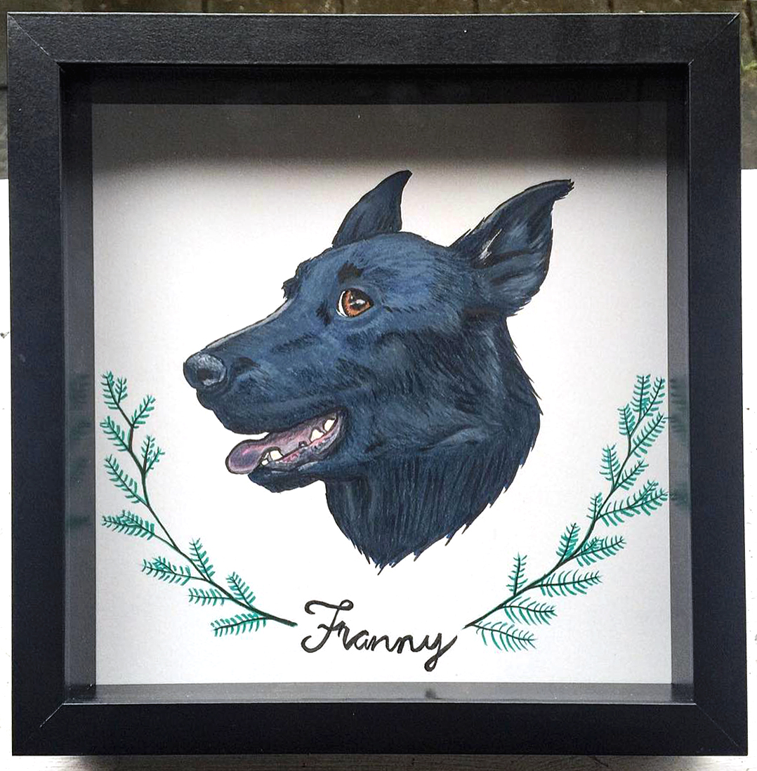 Framed color pet portrait